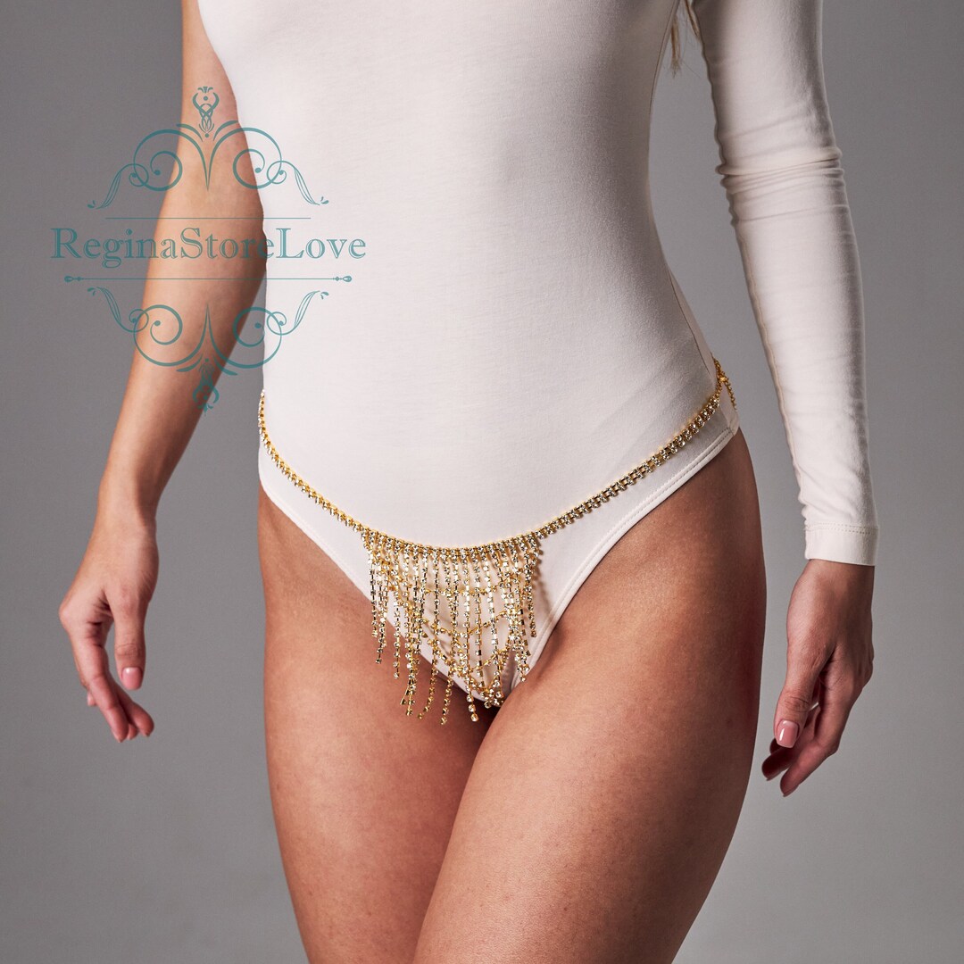 Chainmail Diamond Rhinestone Thong main image 1