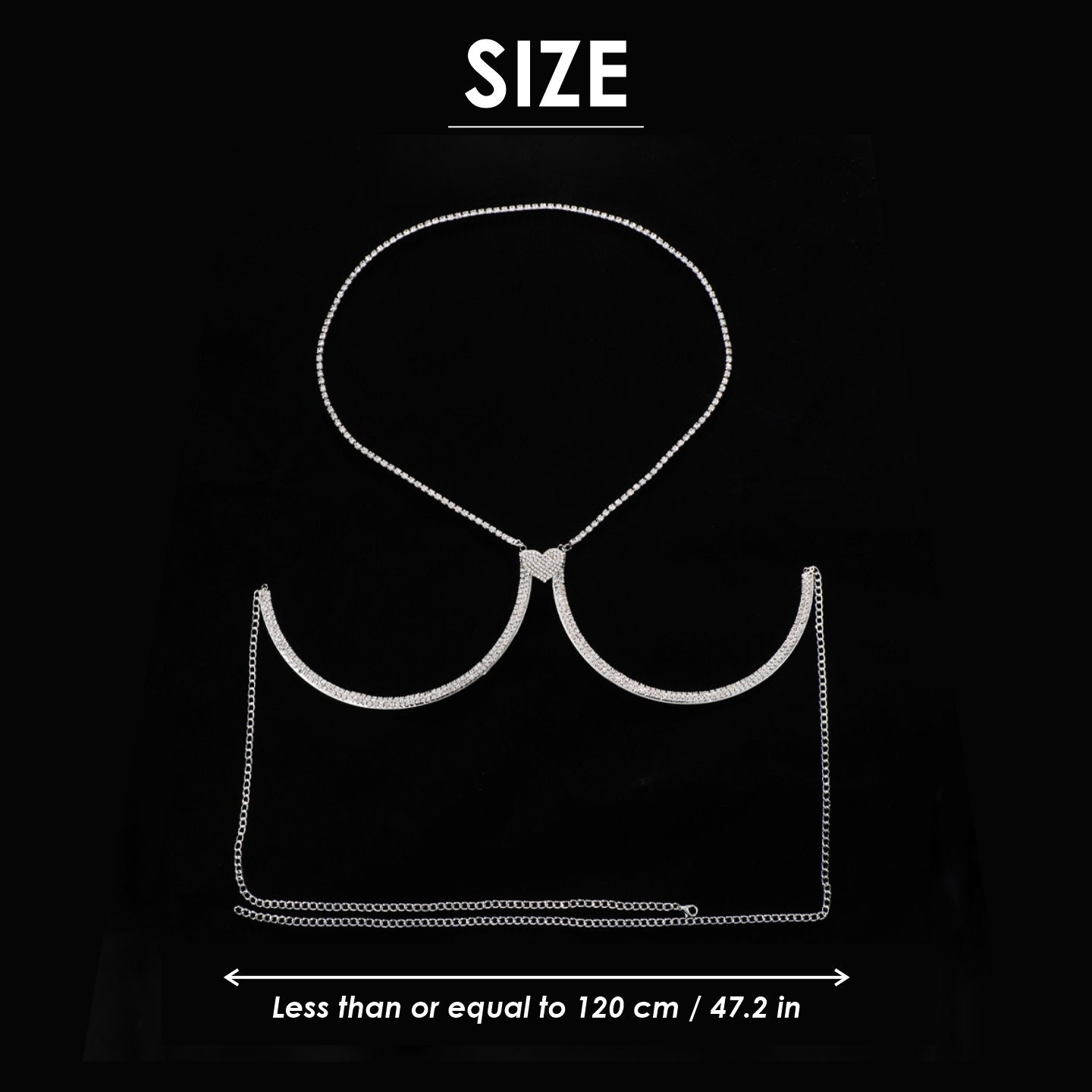 Chest Bracket Bra, Chest Jewelry, Rhinestone Chest Chain, Bra Chain
