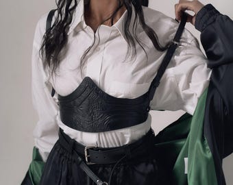 Underbust harness leather, Underbust corset harness,Leather chest harness womens,High waist belt,Leather transformer belt,Leather waist belt