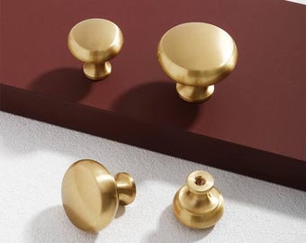 Furniture Fittings Gold Brass Cabinet Knobs Door Handles round Pull Drawer Knobs Kitchen handles Cabinet Pulls Wardrobe Brass Furniture Knob