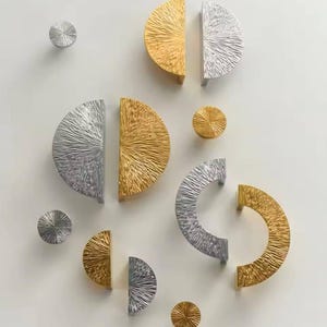 Modern Gold Silver shaped Cabinet Handles Kitchen Knob Pull Wardrobe Furniture Cabinet Handle Living Room Home Office Bedroom Nickel Pull