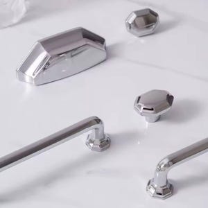 Modern Unusually shaped Cabinet Handles Kitchen Knob Pull Wardrobe Furniture Handle for Cabinet Living Room Home Office Bedroom Nickel Pull