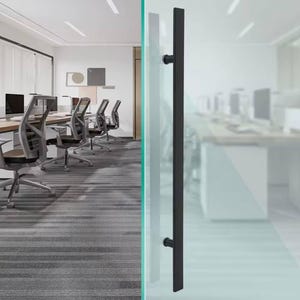 Large Silver & Black Cabinet Handles Big Gate Handles Black door handle Silver door handle Solid Brass Door Pulls modern bathroom pull