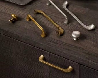 Distressed Brass Metal Door Handles Silver Metal Bar Pulls Knobs Modern Cabinet Handles Kitchen Knob Wardrope Pull furniture Brass handles