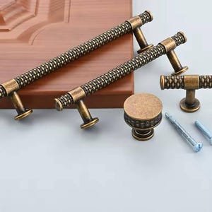 Poignées d'armoire en bronze, bouton de cuisine, poignée de meuble pour armoire, salon, bureau à domicile, chambre à coucher, poignées de meubles antiques