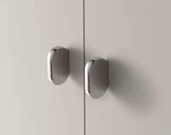 Pomo de tirador ovalado moderno, pomo y tirador ocultos de níquel, pomos para muebles de latón de estilo escandinavo, tirador de puerta de latón y níquel, pomo para gabinete