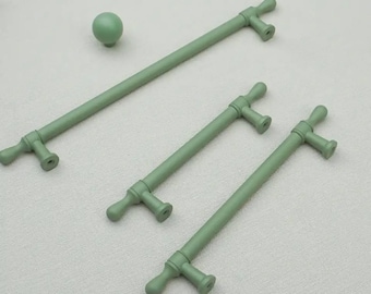 Manijas de cajón de gabinete de metal verde mate Tirador de puerta de mueble de estilo escandinavo Pomo de armario de cocina Pomo de armario Puerta de tocador de gabinete