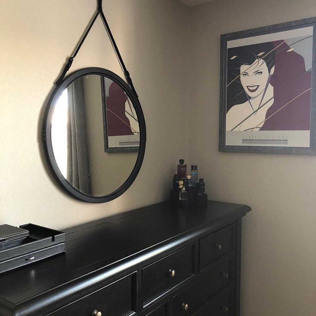 Black Round Mirror ??? Hallway Wall Mirror ??? Black Circle Mirror