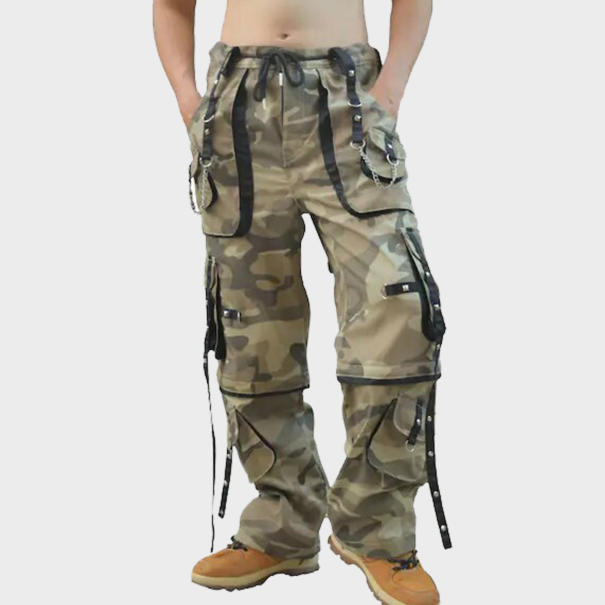 Men's Desert Camouflage Cargo Denim Jacket Loose Military Turn