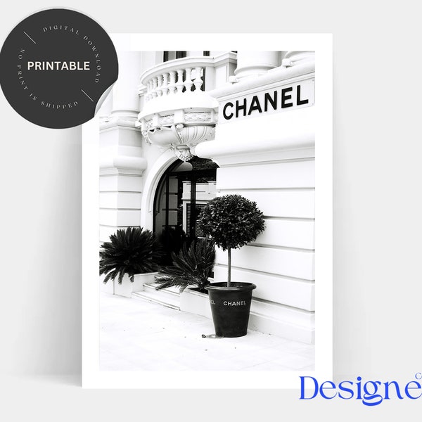 Stylish Wall Art Print - Black and White Fashion Print - Fashionable Poster - Chanel Store - Printable Wall Art - Digital Download