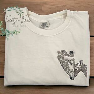 Black Shirt Embroidered with Graceful Giraffe Motif main image 1