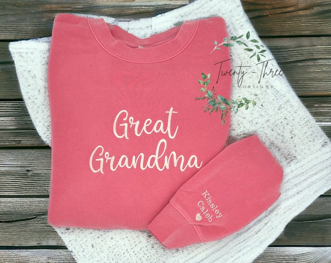 Custom Embroidery, Grandma Embroidered Sweatshirt, Mama embroidered Sweatshirt, Great Grandma Embroiderd Sweatshirt, Mother's Day
