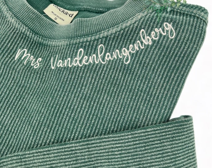 Embroidered engagement sweatshirt, future bride sweatshirt, wedding date, Corded Crew, embroidered sweatshirt, corded crew, custom, engaged