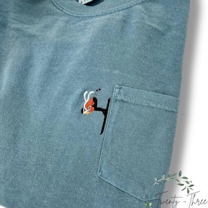 Embroidered Downhill Skier along pocket of Comfort Color long sleeve, Apres Ski, Embroidered in custom colors, available  in extended sizes