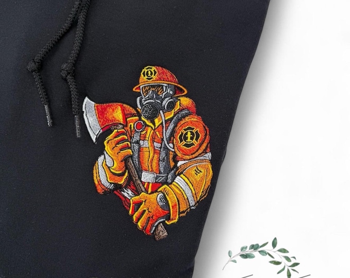 Embroidered Firefighter Hoodie, Male / Female Sweatshirt, perfect gift for the firefighter in your life, extended sizes available