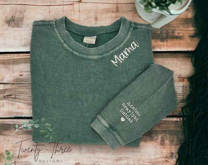Mama sweatshirt, Embroidered Corded Crew, embroidered mama, embroidered sweatshirt, Oversized sweatshirt, mama apparel, corded crew, custom