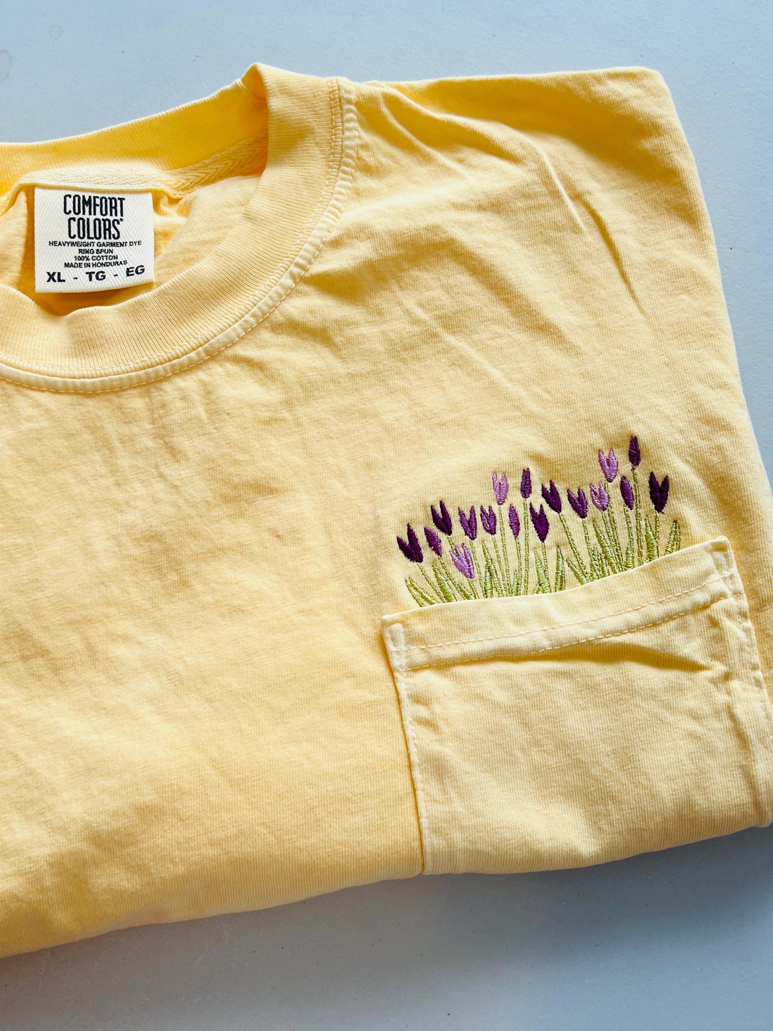 Embroidered Crewneck Tulip Pocket T-shirt, Embroidered Flower Shirt ...
