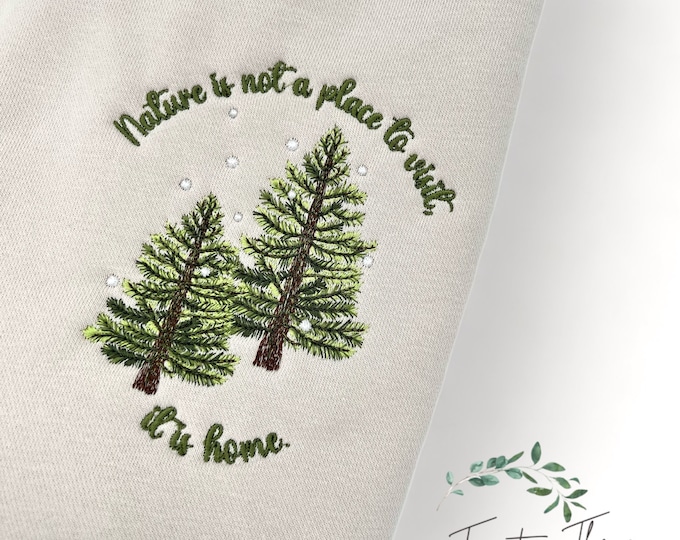 Embroidered winter trees, Embroidered trees, Christmas trees, Christmas, Nature, Nature sweatshirt, Embroidery, Embroidered Sweatshirt, Tree