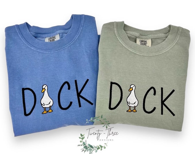 Embroidered  Duck T-shirt and Duck sweater, Animal lover apparel, Funny Duck Shirt, Silly Goose Sweater, Embroidered gift, Quirky Duck shirt