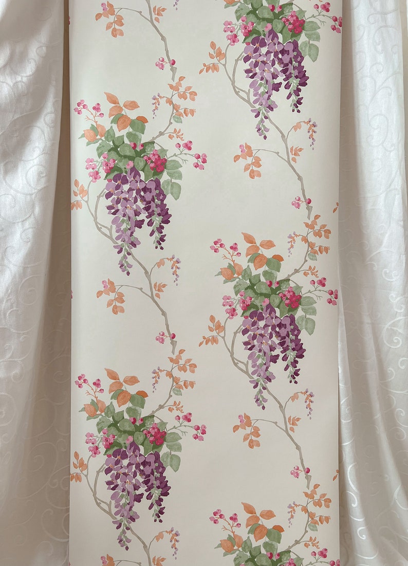 One Roll of Laura Ashley Wisteria Grape Wallpaper Etsy