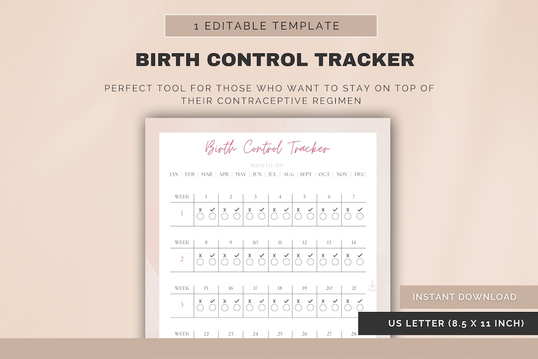Birth Control Pills Tracker Birth Control Template Birth - Etsy