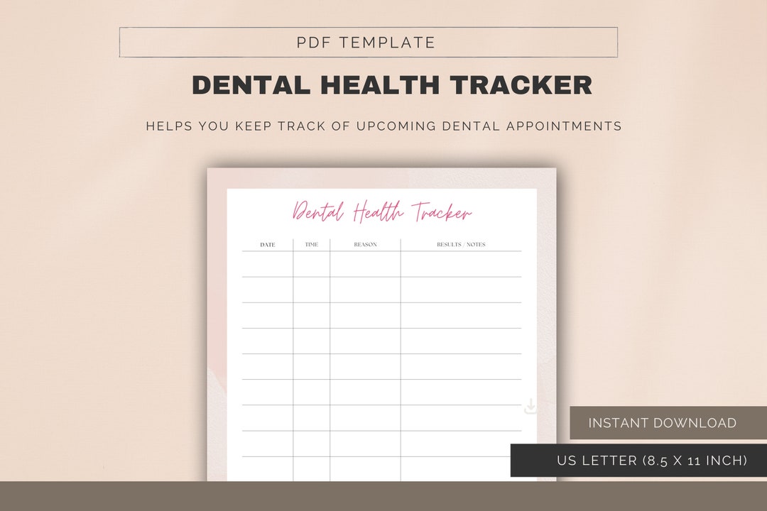 Dental Health Tracker PDF Template Dental Health Tracker Etsy