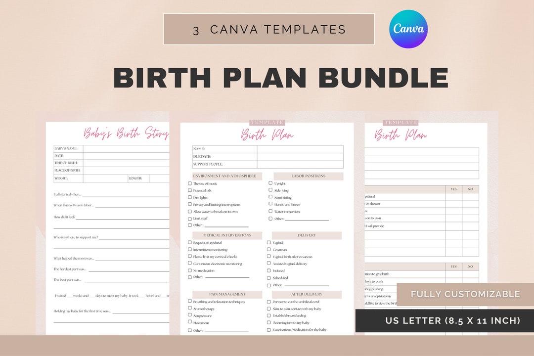 Canva Birth Plan Editable Template Fully Customizable Birth Etsy Canva Birth Plan Editable Template Fully Customizable Birth Etsy