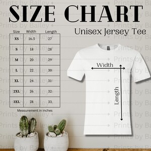 Bella Canvas 3001 Size Chart | Bella Canvas 3001 | Tee Size Chart | Store Graphics