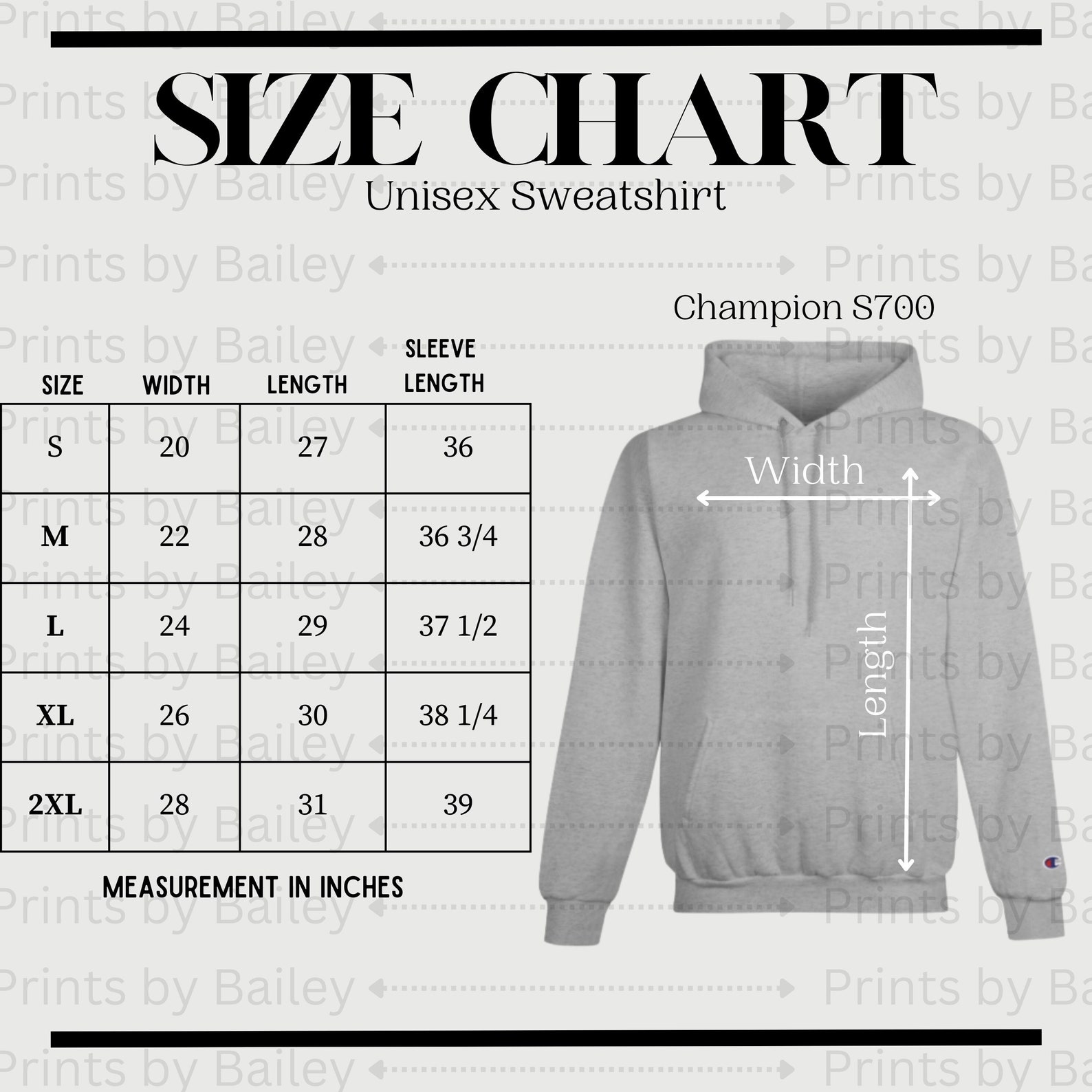 Champion S700 Unisex Sweatshirt Size Chart Champion S700 Sweatshirt ...