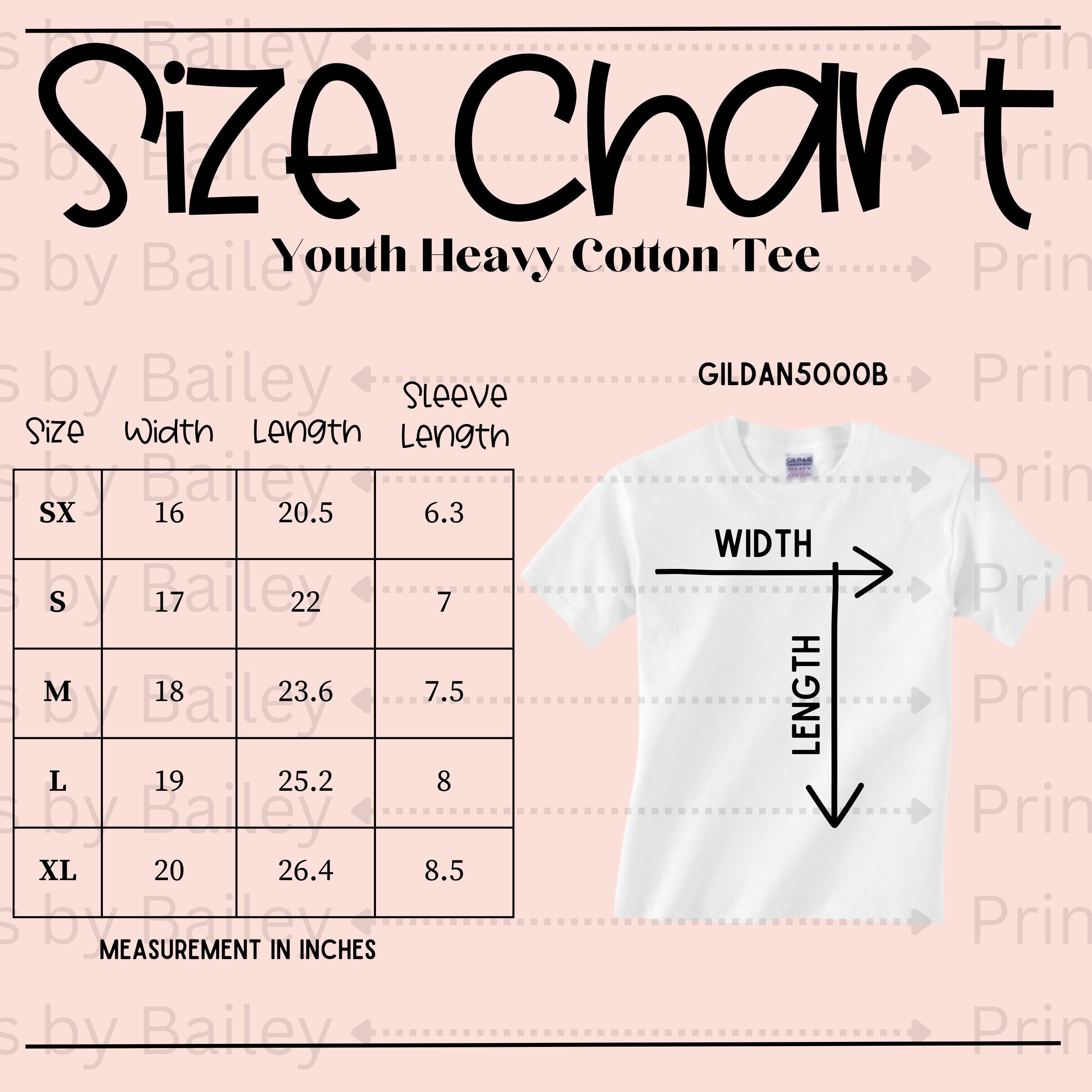 16+ Youth Size Chart T Shirt