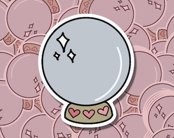 Crystal ball sticker, pastel goth, crystal ball, pink sticker, heart sticker, witchy sticker, cute sticker