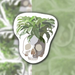 skull plant vinyl sticker, water bottle sticker, emo sticker, pastel goth, goth sticker, laptop decal, water-resistant