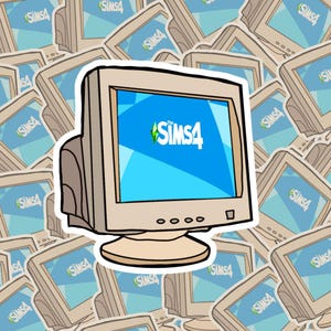 Sims 4 Retro Gamer Sticker,  Sims 4, Sims, the sims, plumbob, gift for gamers, twitch sticker, streamer sticker, cozy gamer sticker