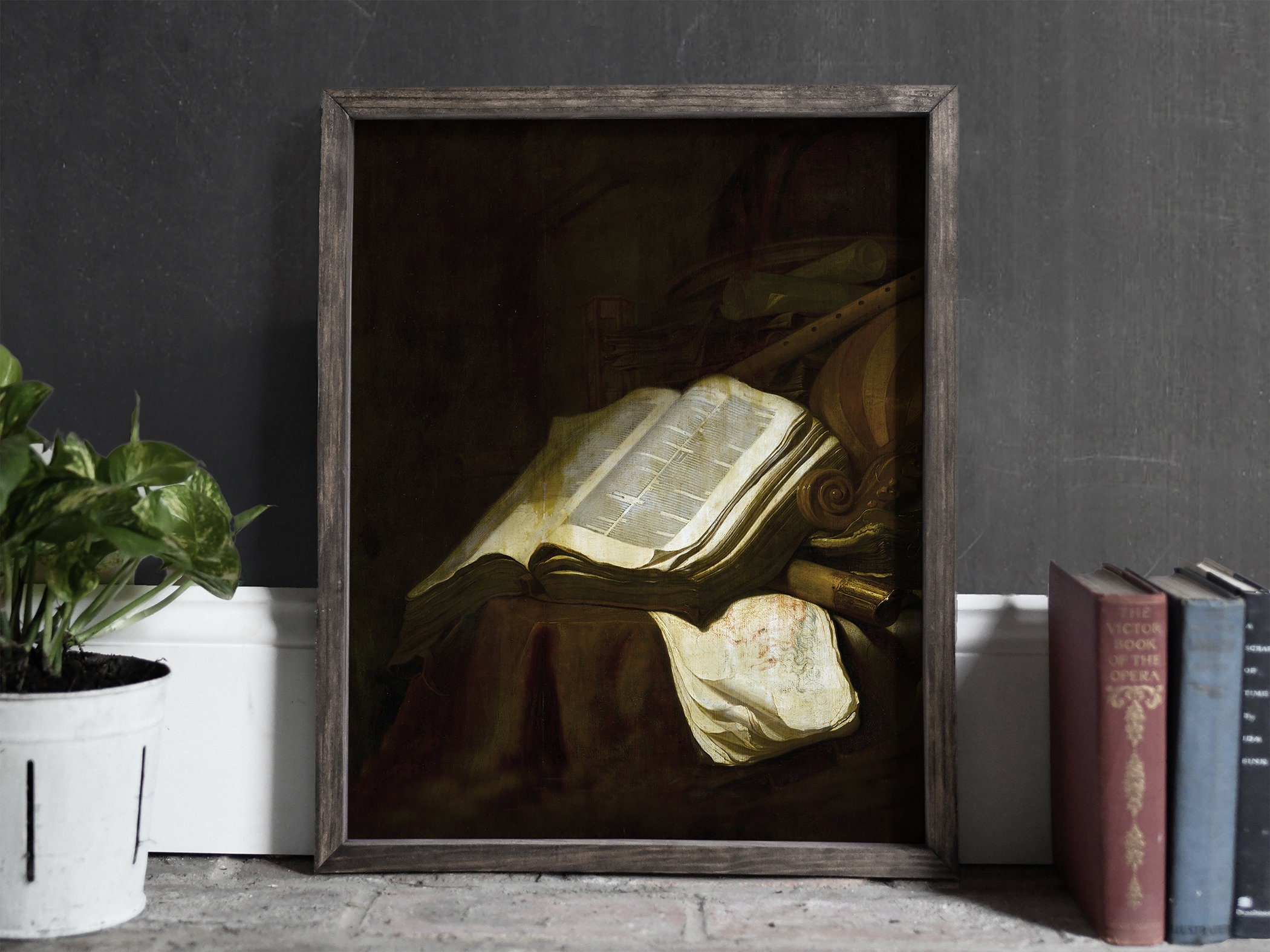 Vintage Dark Academia Printable Wall Art Antique Books Painting Gothic ...