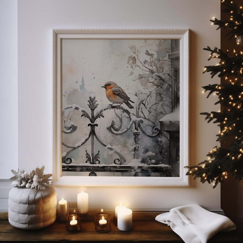 Robin Redbreast Printable Christmas Watercolour Wall Art - Etsy UK