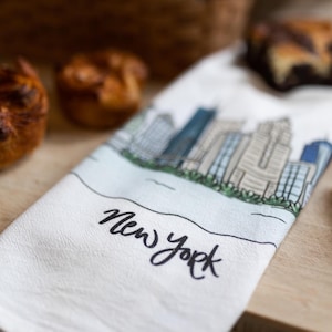 New York City Flour sack Tea Towel | Kitchen Towel | Cityscape | Travel Souvenir | Manhattan | Skyline