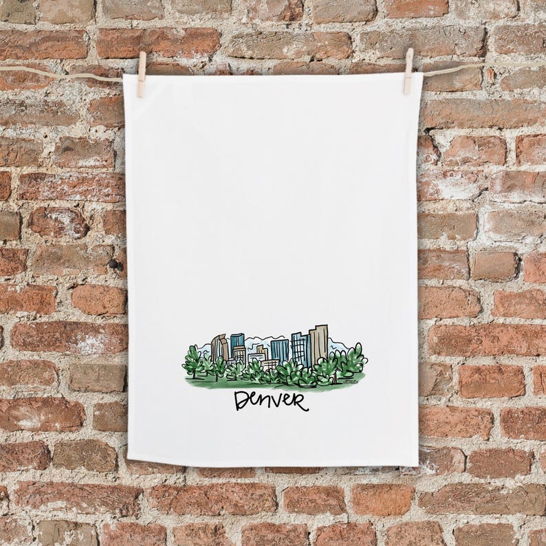 Denver Flour Sack Tea Towel | Kitchen Towel | Cityscape | Travel ...