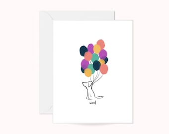 Greeting Card Balloon Dog Greeting Card Birthday Dog Card Kids Birthday Funny