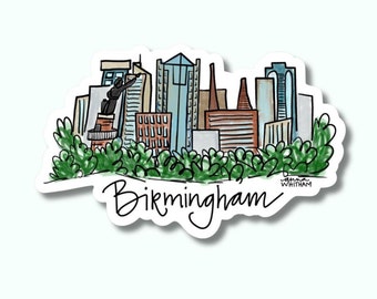 Birmingham Skyline Vinyl Sticker: Decorative Cityscape Decal
