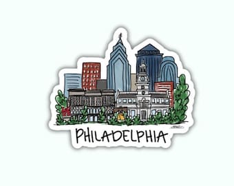 Klistermärke med Philadelphias skyline: Vattentät vinyldekal med stadsbild
