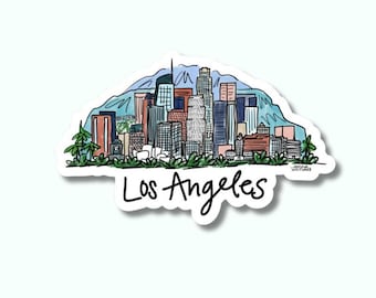 Pegatina del horizonte de Los Ángeles: un divertido recuerdo del paisaje urbano