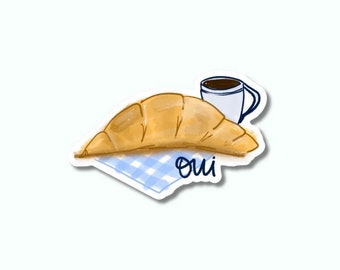 Oui Croissant-klistermärke | Vattentät vinylstansning