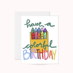 Biglietto d'auguri con pastelli colorati Biglietto d'auguri con pastelli colorati Biglietto di compleanno Biglietto d'auguri divertente per bambini Auguri di compleanno carini