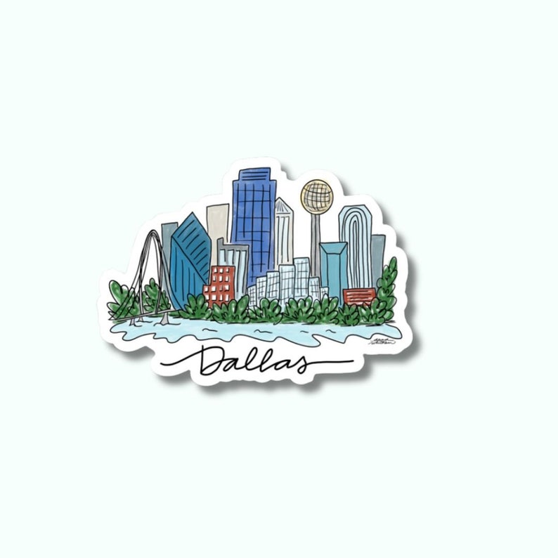 Dallas Skyline Sticker: Waterproof Vinyl Cityscape Souvenir - Etsy