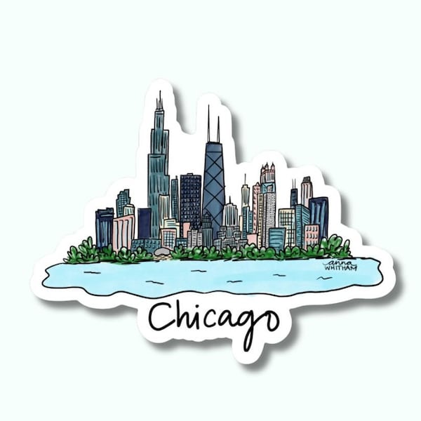 Chicago Skyline Aufkleber, niedlicher Vinyl Aufkleber - City Souvenir