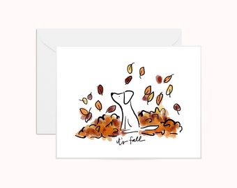 Greeting Card It&#39;s Fall Dog Greeting Card Seasonal Fall Autumn Fall-o-ween