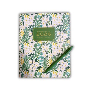Agenda mensile floreale 2026: copertina stampata in lamina d&#39;oro