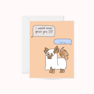Funny Greeting Card Ghost Dog Greeting Card Seasonal Halloween Fall-o-ween