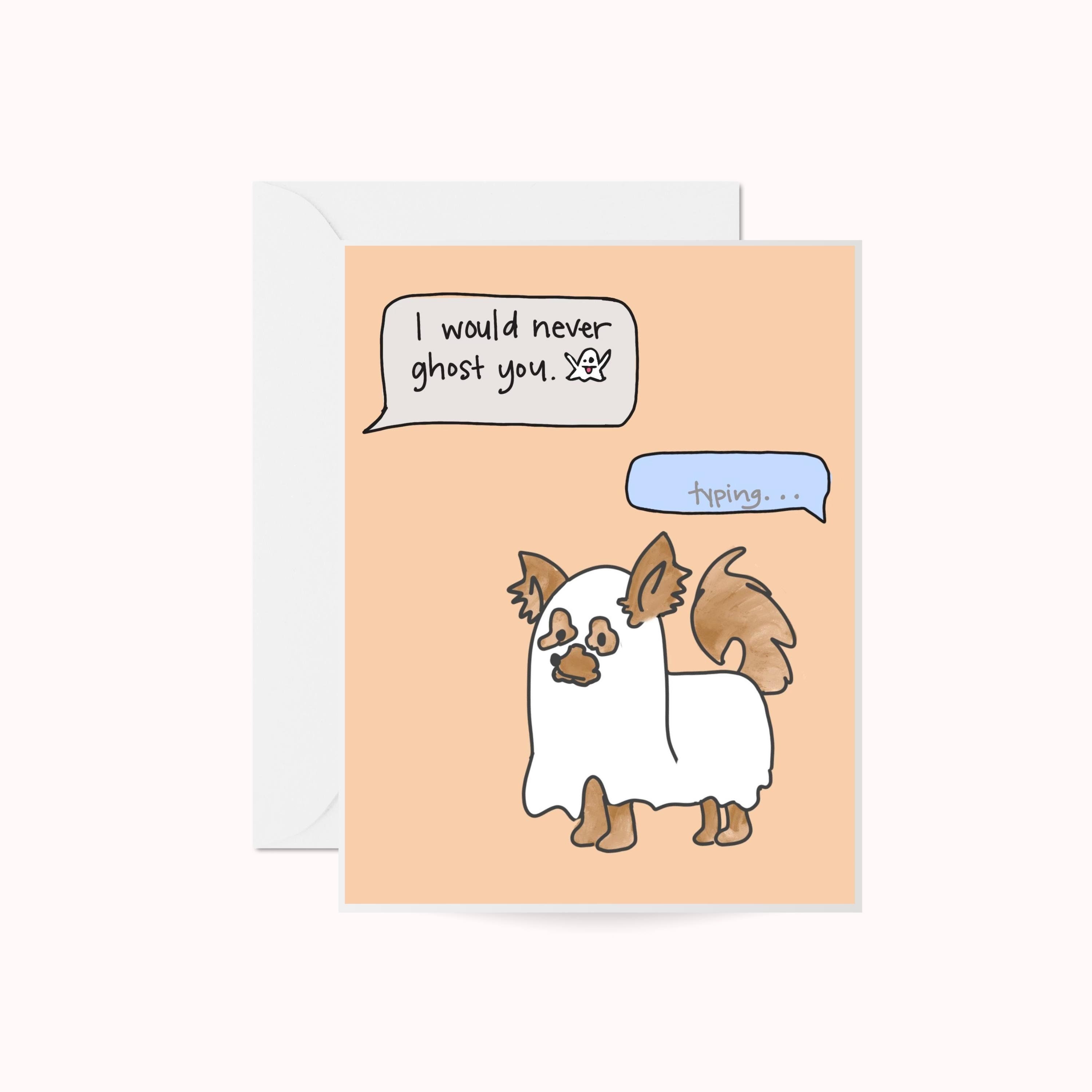 Funny Greeting Card Ghost Dog Greeting Card Seasonal Halloween Fall-o-ween
