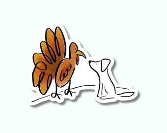 Adesivo per cane e tacchino del Ringraziamento / Decalcomania in vinile impermeabile